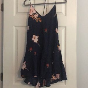 Navy floral print open back dress size L